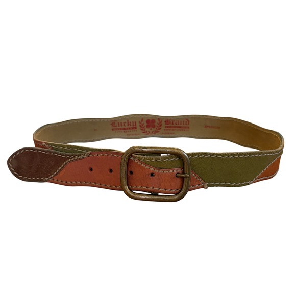 Vintage Lucky Brand Y2K Patchwork Leather Belt Womens M Boho Western Eclectic main image 7